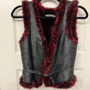 Vintage punk vest with faux fur